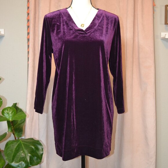 Lands’ End Purple Fall Velvet Tunic – Dark Grape – Size Medium (10–12) – NWT - Picture 1 of 8